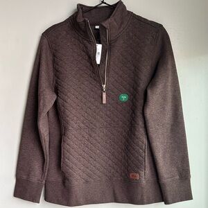 L.L. BEAN chocolate brown 1/4 zip pullover w/pockets